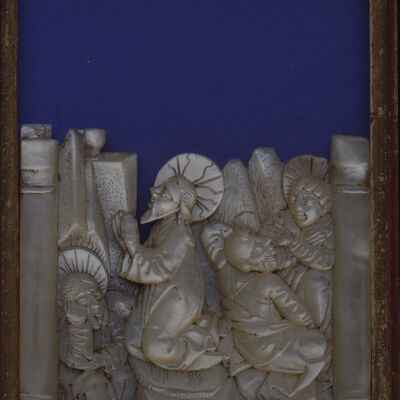 Bild vergrößern: Meister E.S.: Perlmuttrelief »Christus am Ölberg« a. d. Halleschem Heiltum, 2. Hälfte 15. Jhr