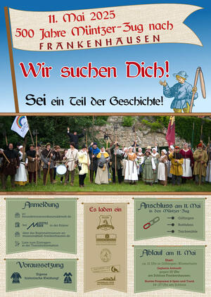 Bild vergr&ouml;&szlig;ern: Plakat M&uuml;ntzer-Zug vom 8. bis 11. Mai 2025