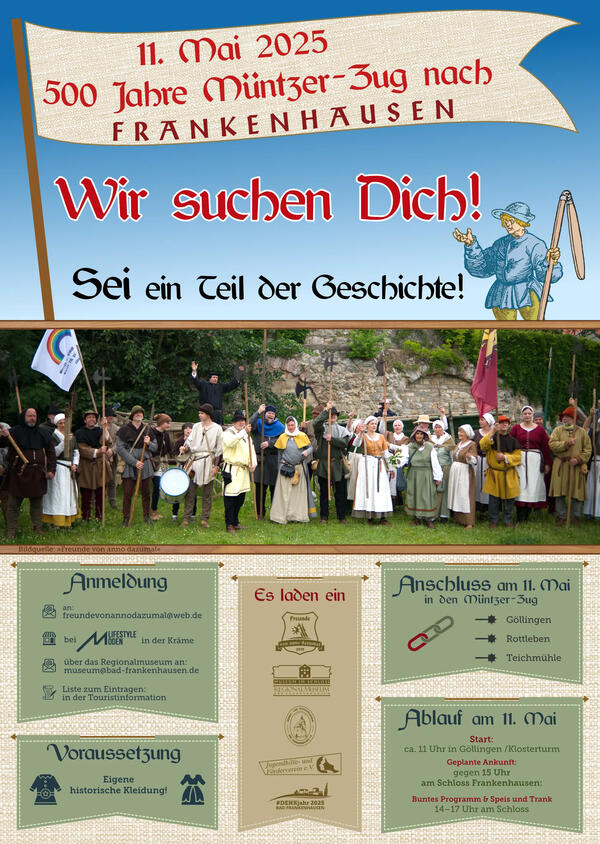Bild vergrößern: Plakat Müntzer-Zug vom 8. bis 11. Mai 2025